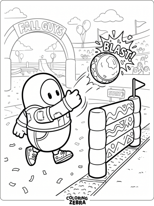 Fall Guys bean tossing a blast ball