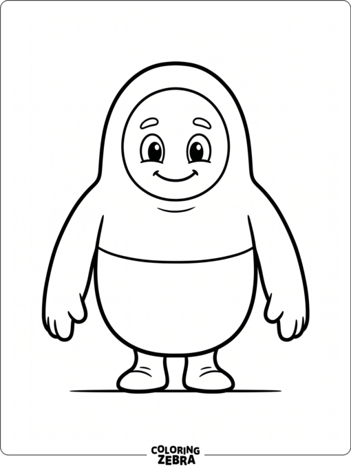 simple Fall Guys bean character with bold outlines