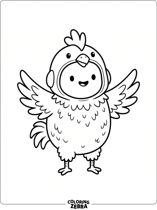 chicken bean character with wings out and bold outlines