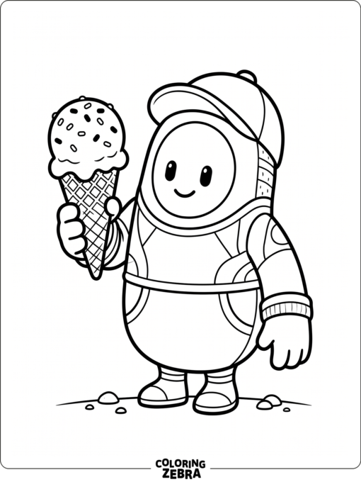 Fall Guys bean holding an ice cream cone