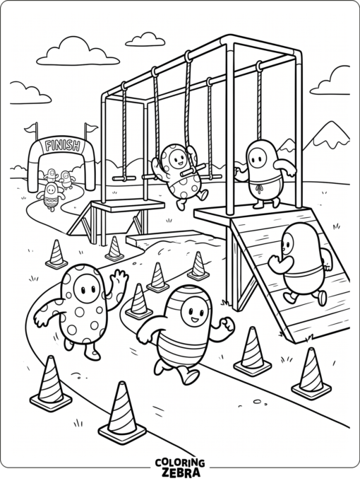 Fall Guys beans on an obstacle course