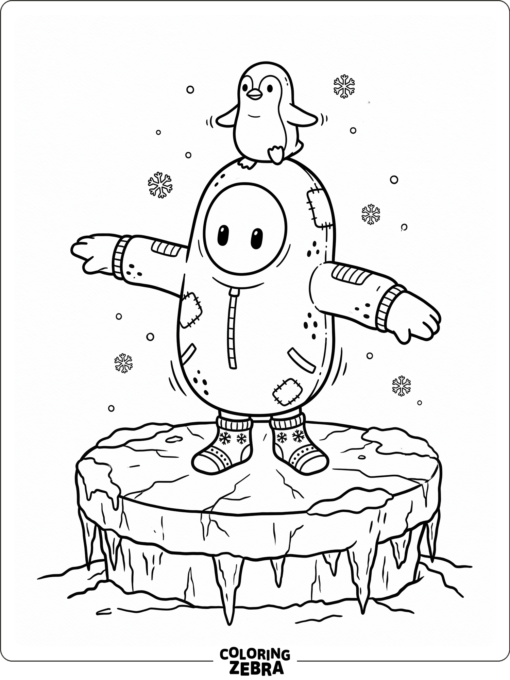 Fall Guys bean balancing a penguin