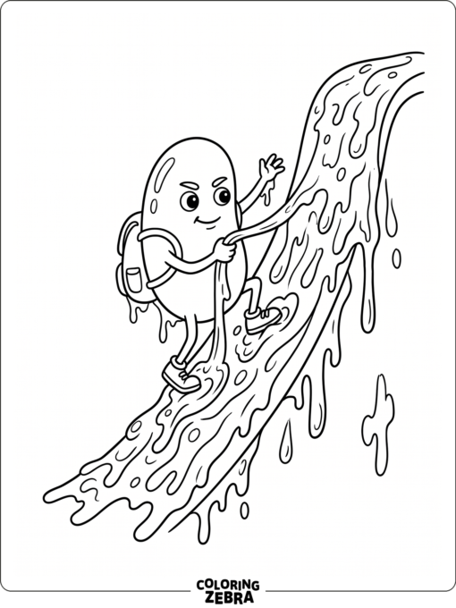 bean character climbing a slime ramp with bold outlines