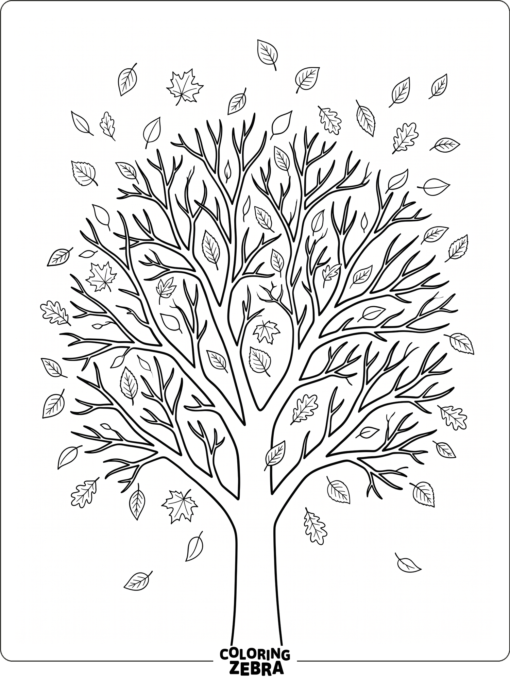 A tree covered in fall leaves