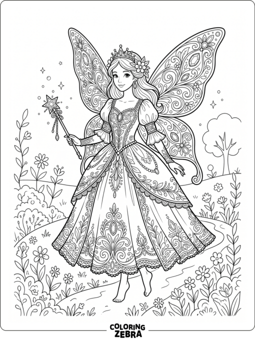 An elegant fairy in a jeweled dress