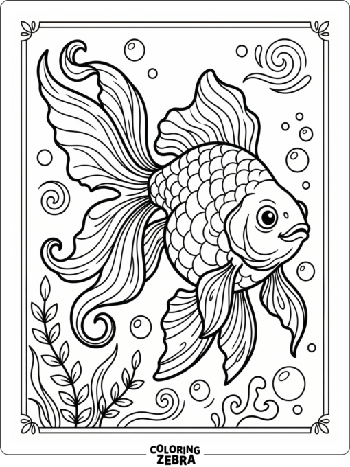 A fancy goldfish with flowing fins