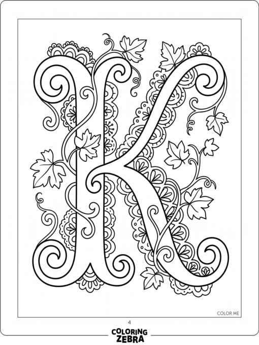 An elegant fancy K with vines and curls