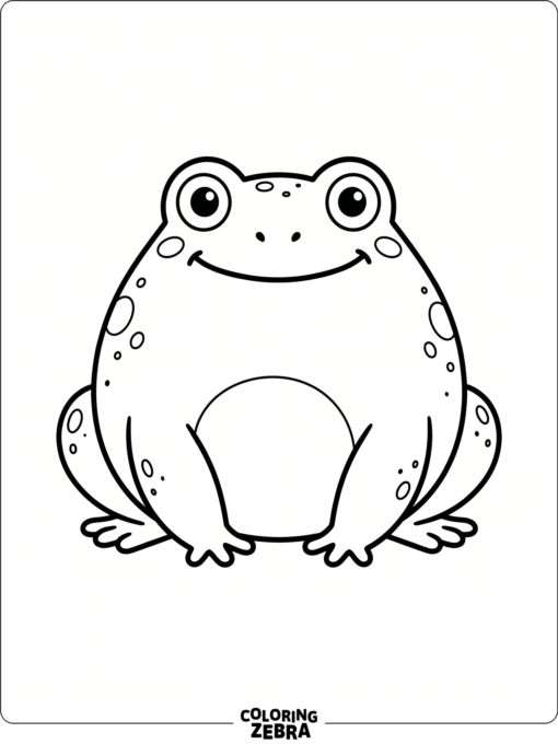 A round fat frog sitting with folded legs