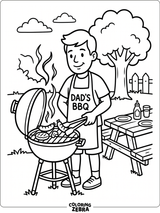A dad grilling at a backyard barbecue
