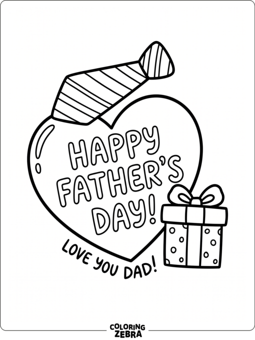 Father's Day card with a heart and tie