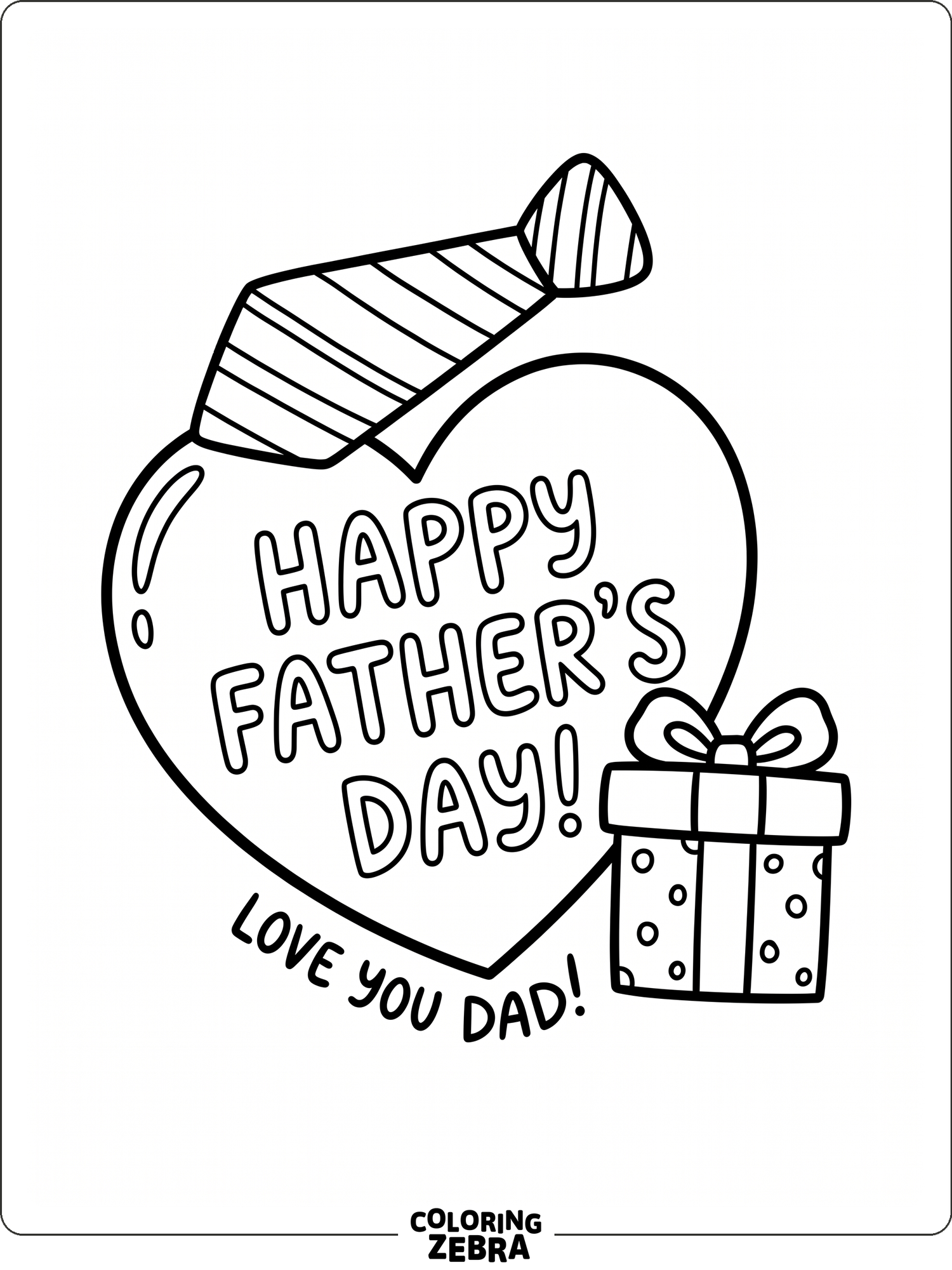 Father's Day card with a heart and tie