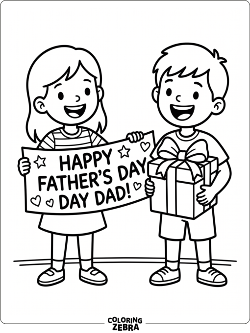 Kids holding a gift for dad