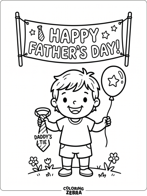 Smiling toddler with a tiny tie and balloon