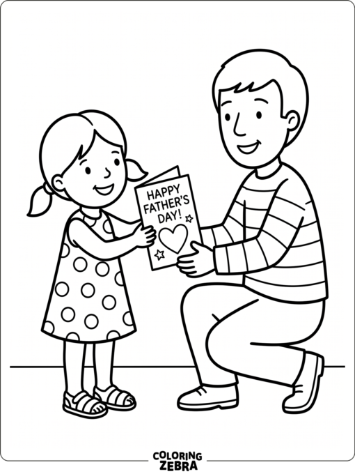 Daughter giving her father a handmade card