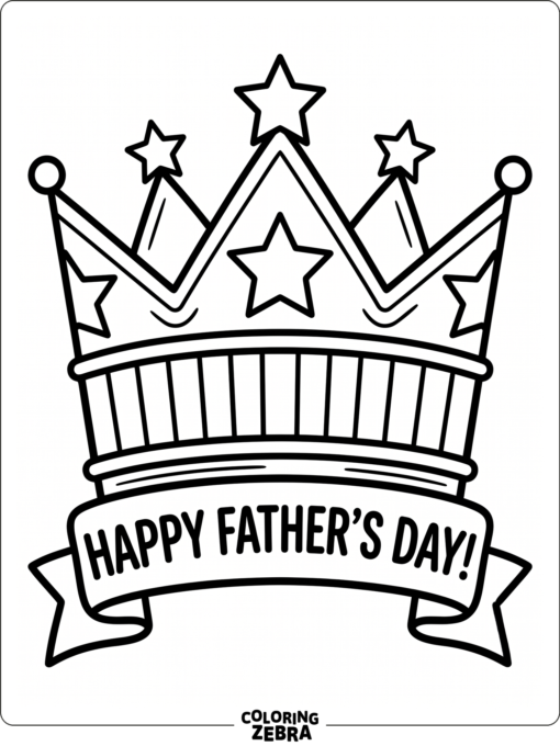 A crown decorated with stars and a banner
