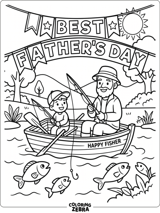 Father fishing from a small boat
