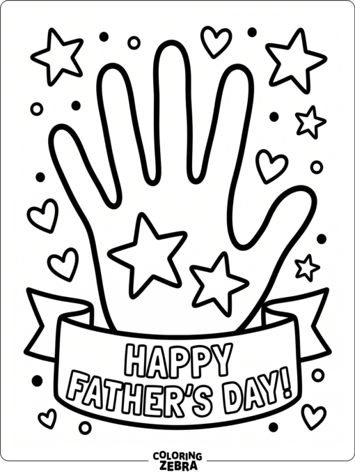 A large handprint with ribbon and stars