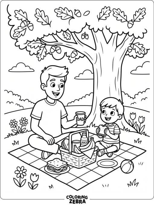 A picnic basket and blanket under a tree