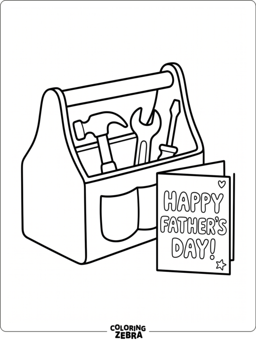 A toolbox with simple tools and a small Father's Day card