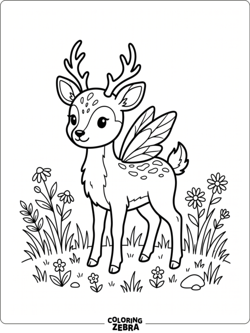 A fawn fairy with antlers and wings