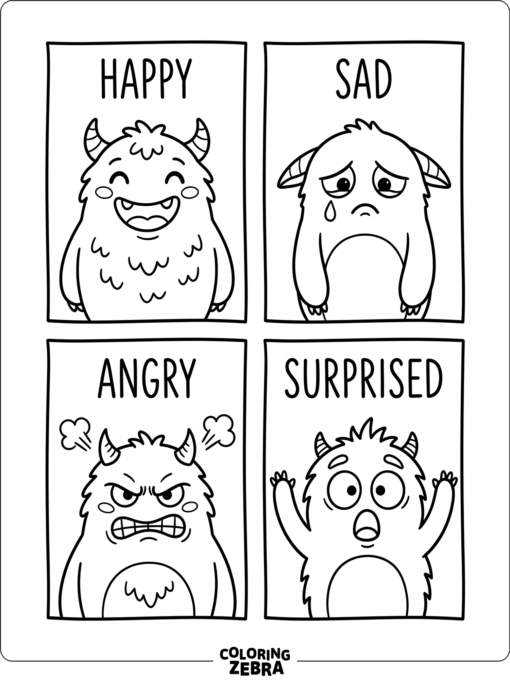 A monster with different facial expressions