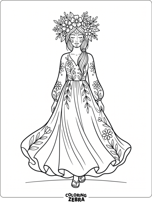 Woman with painted face and a flower crown