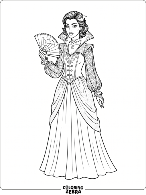 A female vampire in an elegant dress