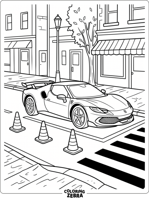 A Ferrari 296 GTB on a quiet city street