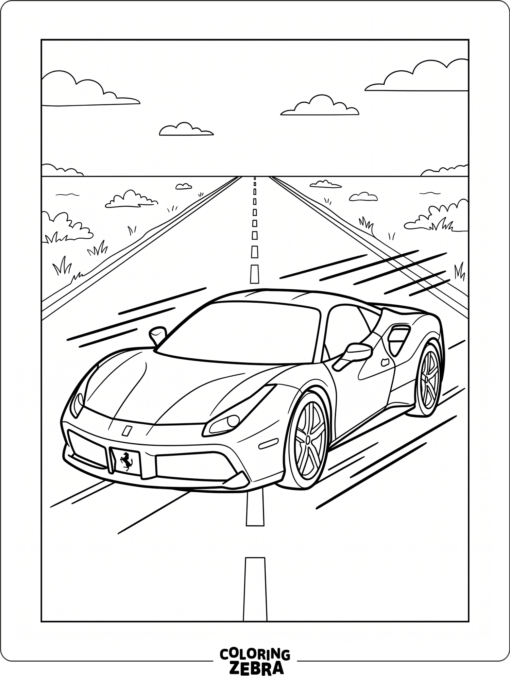 A Ferrari 488 on a straight road