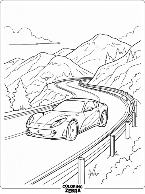 A Ferrari 812 Superfast on a mountain road