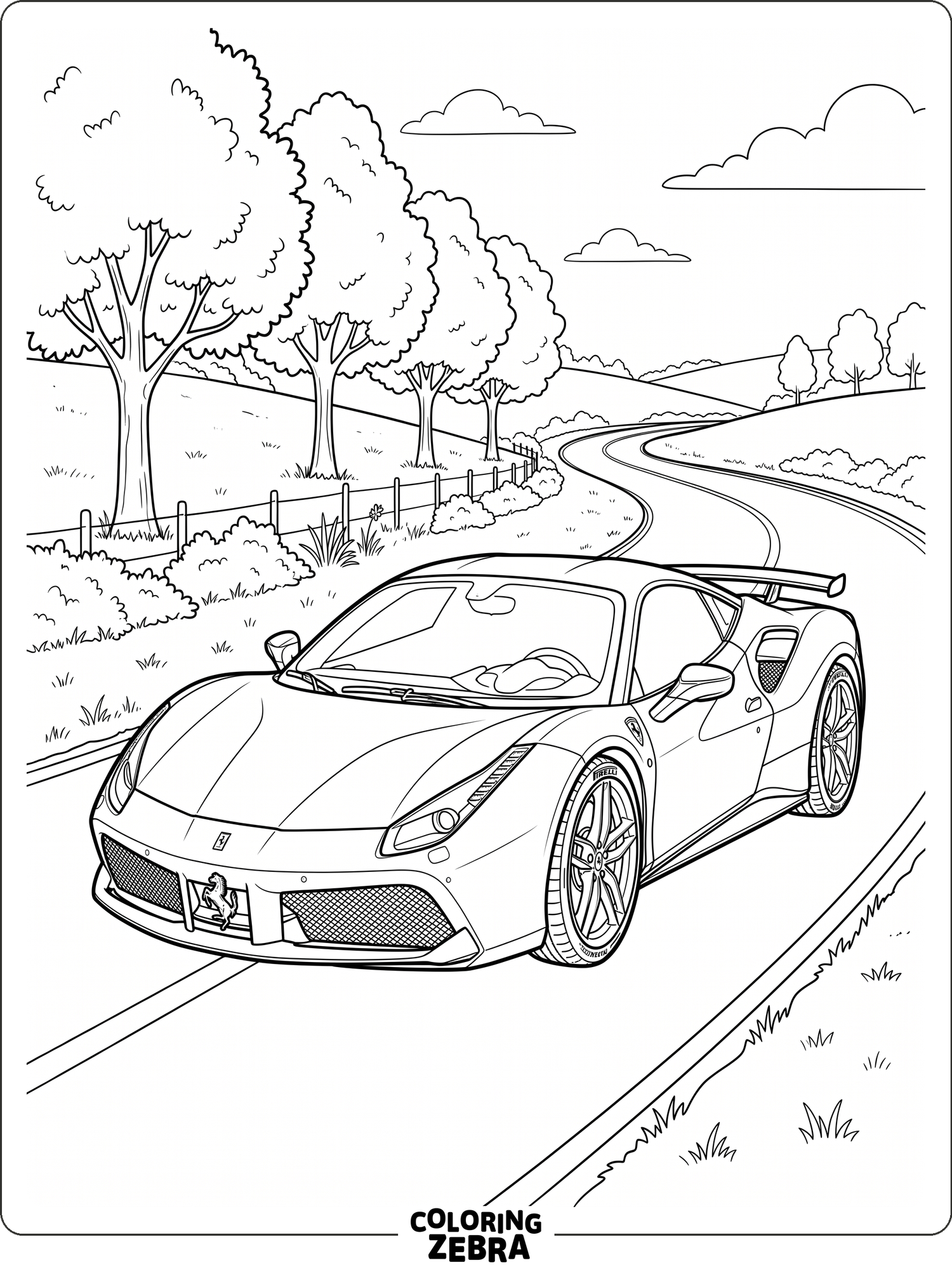 A sleek sports car with low lines and bold wheels