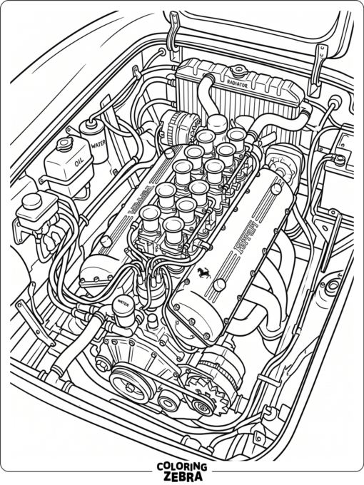 Ferrari engine with clean mechanical details