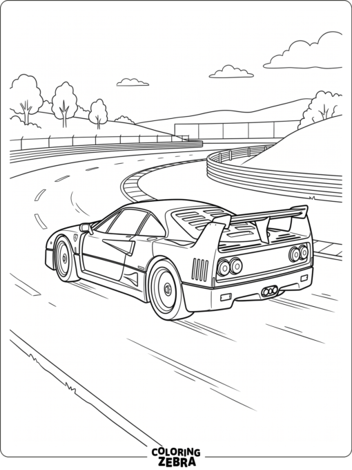 A Ferrari F40 with a large rear wing