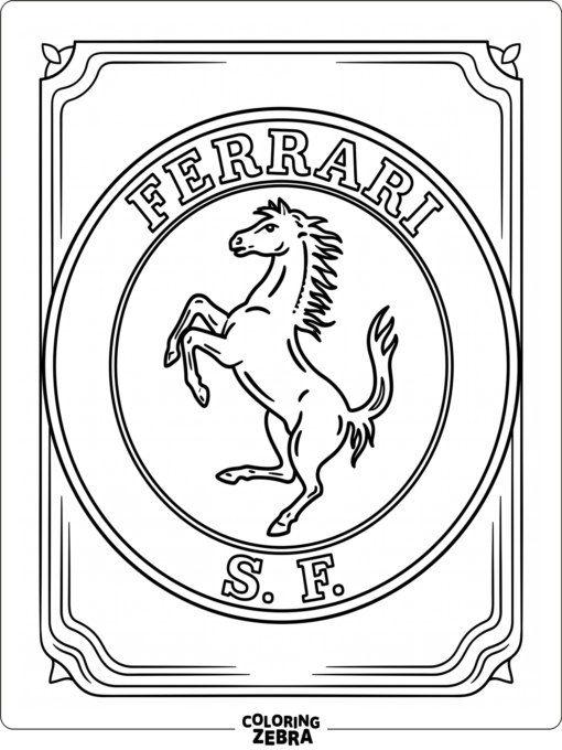 Ferrari horse logo inside a neat border