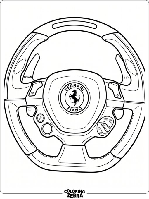 Ferrari steering wheel with logo and controls