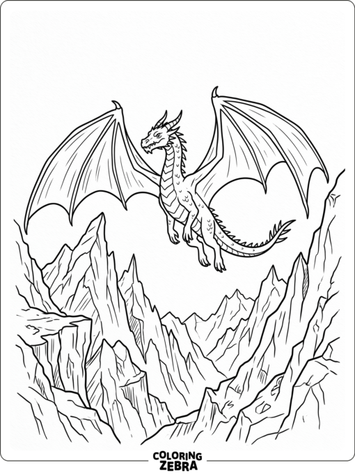 A fierce dragon with wings spread wide