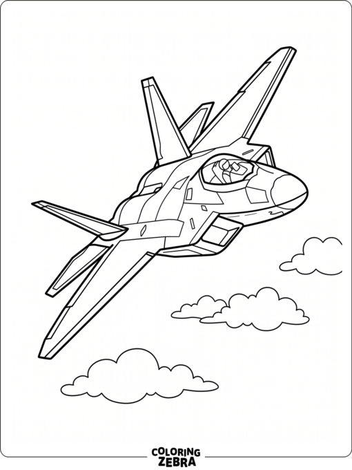 A fighter jet turning through the sky with sharp wings