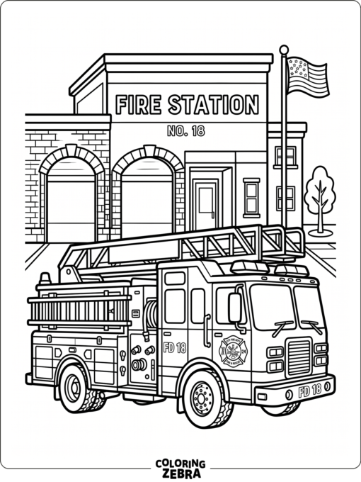 Fire department truck with badge emblem