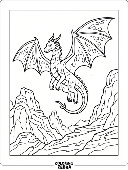 A dragon with flame patterns on its wings