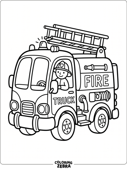 Preschool fire truck with big windows and ladder