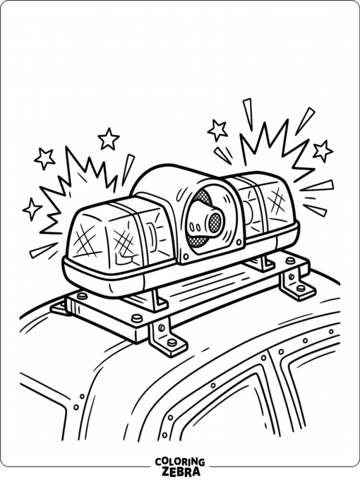 A fire truck siren with flashing lights on top