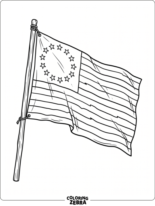 Early American Flag with Thirteen Stars