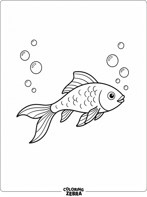 A fish gliding through water with bubbles