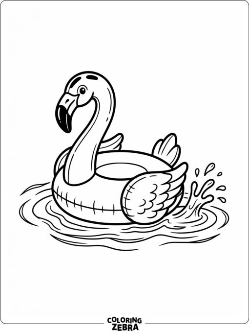 A flamingo pool float in water