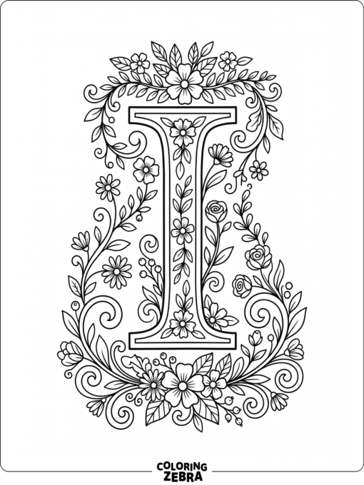 Una letra que he decorado con flores y enredaderas