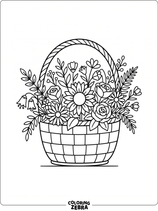 A basket filled with assorted flowers