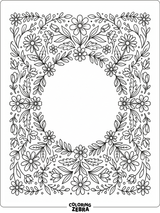 A floral border with flowers and leaves