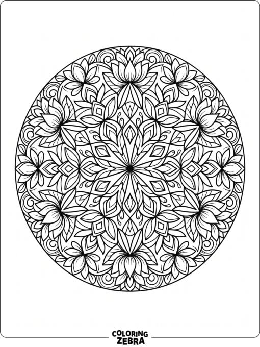 A mirrored flower kaleidoscope with symmetrical petals