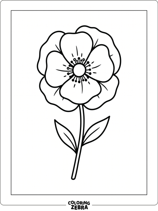 A simple flower outline with clean petals and a single stem