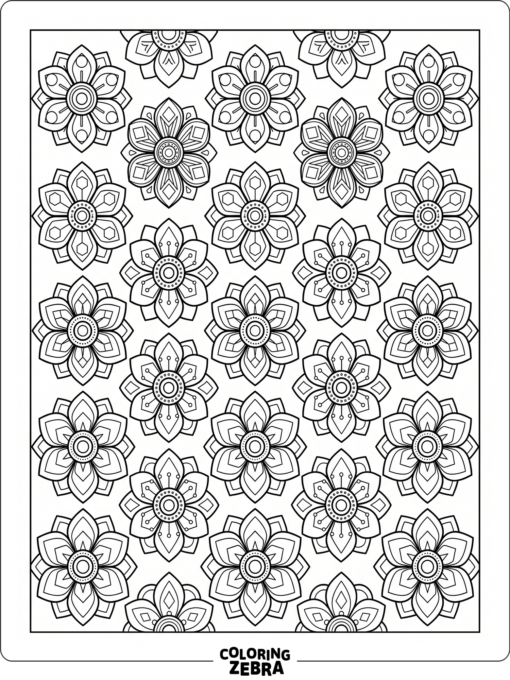 A set of geometric flower shapes in a pattern